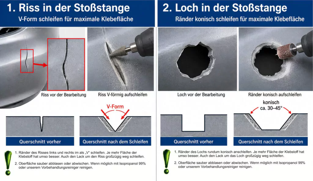 Stoßstangen reparieren - Riss oder Loch